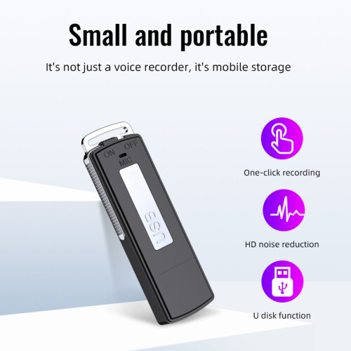 U01 Grabadora USB de 8 GB, compacta, negra 2