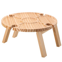 Portable Folding Wooden Wine Table For Outdoor Beach Picnics Burlywood Color Lightweight Compact Size