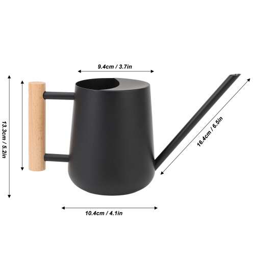 Schwarze Gießkanne, klein, 16,4 cm Ausguss 1