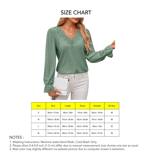 Camicetta verde in pizzo con scollo a V, M, busto 100 cm / 39,4 pollici 1