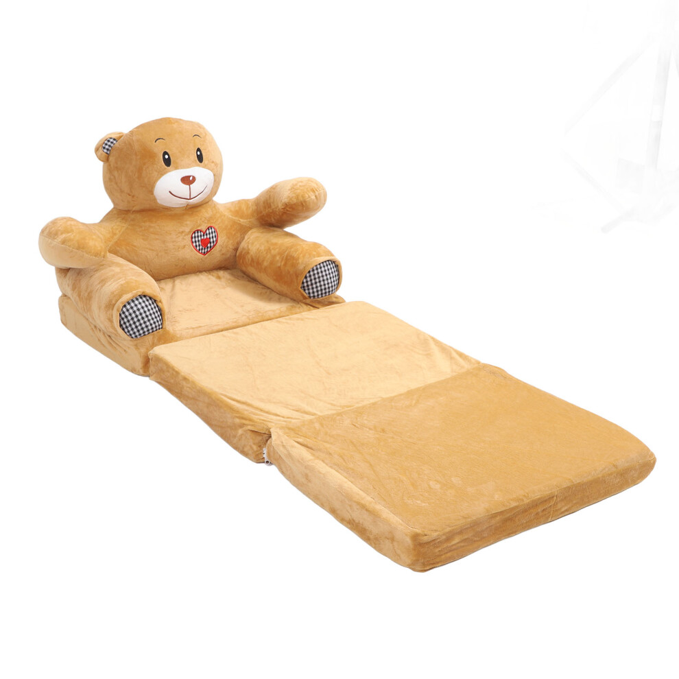 Kids Foldable Animal Sofa 115x50cm Velvet Couch for Reading & Relaxing-image-OPC-PJDW78D-NEW