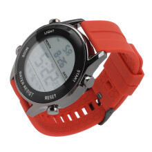 Sportuhr Digital Elektronisch Leuchtend Wasserdicht Großes Display Herrenuhr Silikonarmband für Outdoor-Aktivitäten Rot