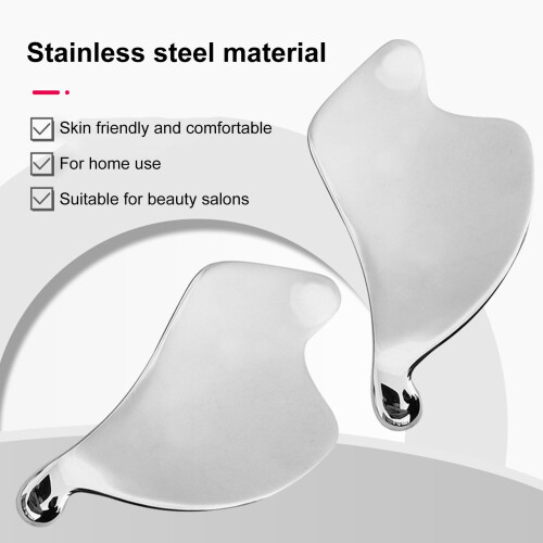 Outil Gua Sha en acier inoxydable, taille large, argent 2