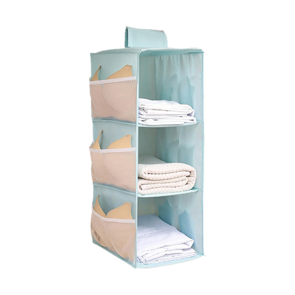 Hanging Shelf Wardrobe Foldable Organiser Cupboard With Mesh Side Pockets For Home Motorhome Camping 3 Compartments