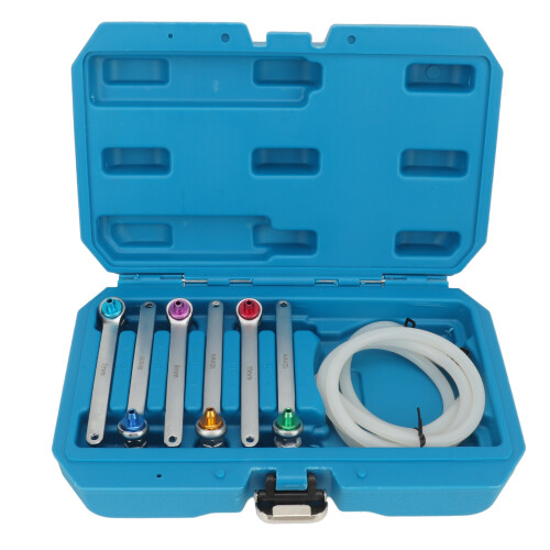 Rugged Brake Bleeding Spanner Tool Kit: 1.2m Hose & 12-Point Wrenches 1
