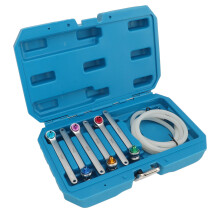 Rugged Brake Bleeding Spanner Tool Kit: 1.2m Hose & 12-Point Wrenches