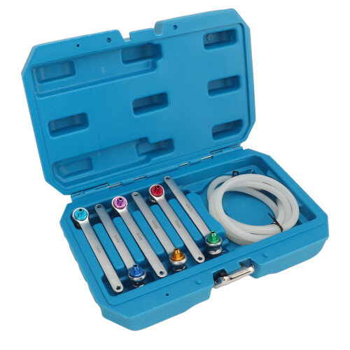 Rugged Brake Bleeding Spanner Tool Kit: 1.2m Hose & 12-Point Wrenches