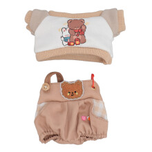 Vêtements de poupée en peluche couleur abricot : salopettes T-shirt de 8 po
