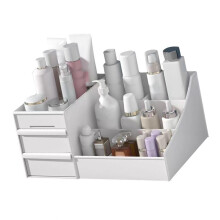 Caja organizadora de maquillaje de plástico - múltiples compartimentos