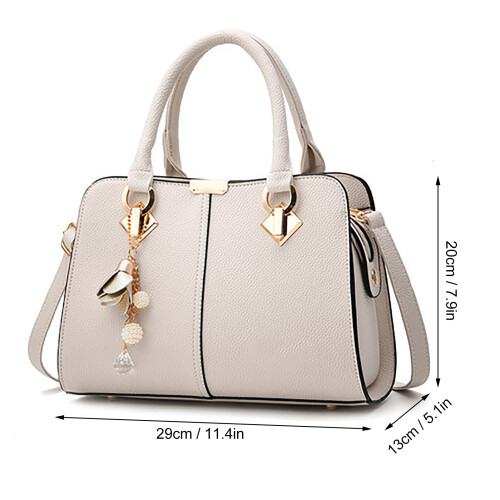 Sac à main en PU grande capacité 29x20x13 cm blanc 1