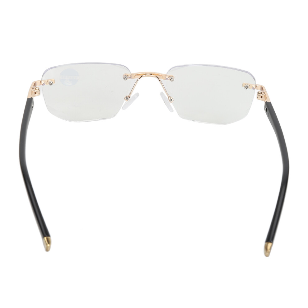 Presbyopic Blue Light Blocking Frameless Glasses +200 Gold Temples