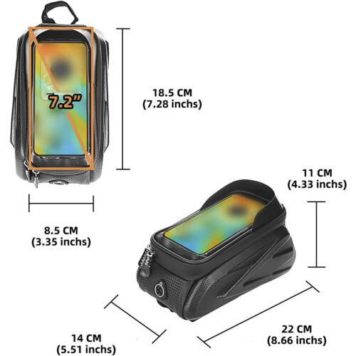 Motorcycle Front Frame Storage Bag Hard Shell EVA Waterproof Phone Holder With Touchscreen Window High Capacity For MTB 1