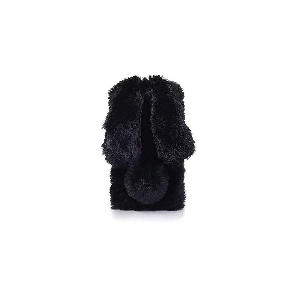Everainy Motorola Edge 40 Case Silicone Plush Rabbit, Shockproof Rubber Bumper, Cute Rabbit Ears, Black 6947110876849