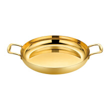 Paella Pan Gold Stainless Steel 32cm Induction Compatible With Lid Dishwasher And Oven Safe Large Frying Pan