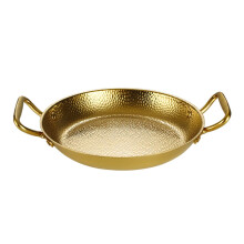 Paella-Pfanne, Stainless Steel Hammered Spanish Paella Pan, Two Riveted Handles, Gold Finish, 26 Cm / 22 Cm