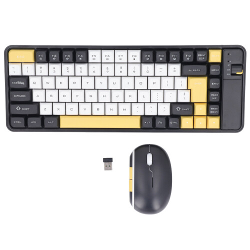84 Keys Wireless Keyboard & Mouse Combo, Bluetooth, Yellow 1