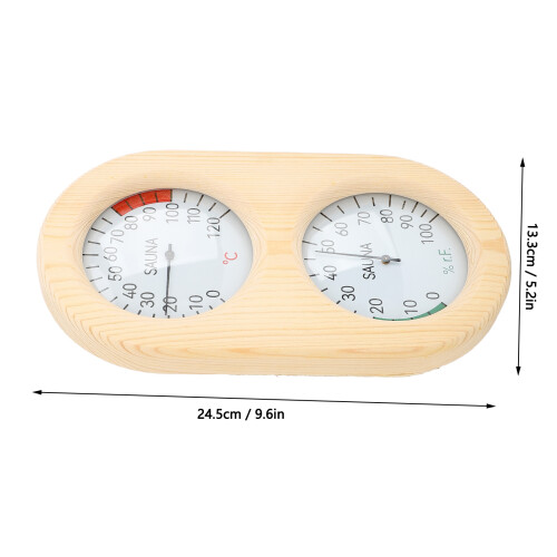 Higrotermógrafo de sauna de madera 2 en 1, 24,5  13,3 cm 1