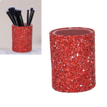 Porta brochas de maquillaje de plástico, gran capacidad, rojo