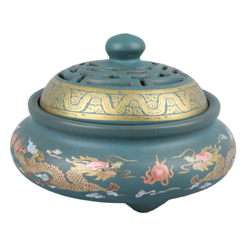 Ceramic Color Enamel Incense Burner 10cm Retro Pattern Cone Holders 1