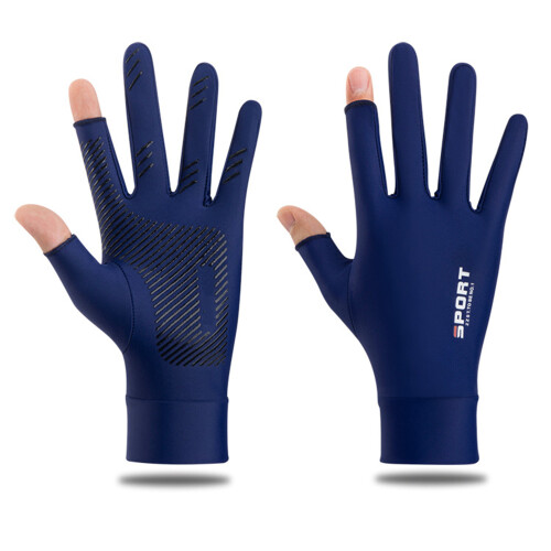 Guantes UV sin dedos - Seda helada, Azul, Talla L 2