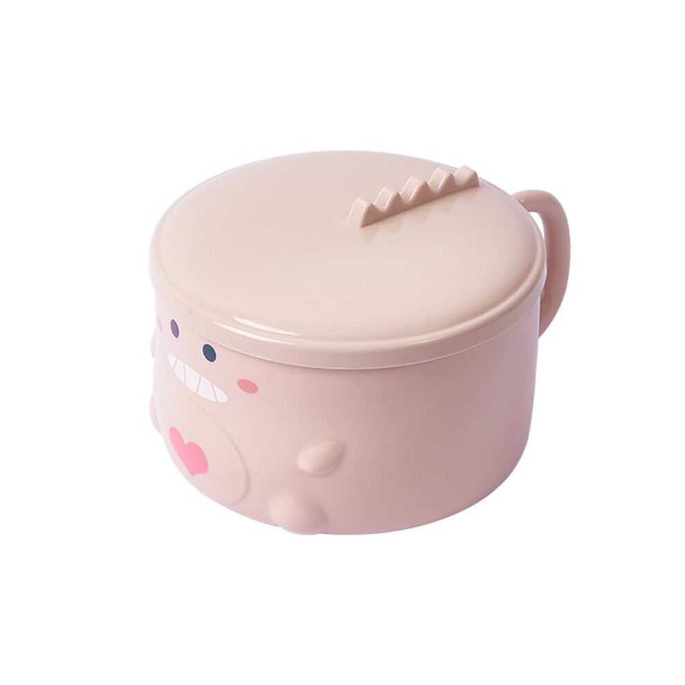 Ramen Bowl - Stainless Steel With Lid - Pink Cartoon Dinosaur Noodle Bowl For Ramen, Cereal, Noodles, Salad-image-OPC-PJDWFJR-NEW