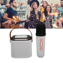 Karaoke Maschine Stereo RGB Licht Tragbarer Bluetooth-Lautsprecher mit 1 Mikrofon für Zuhause Party Weiß