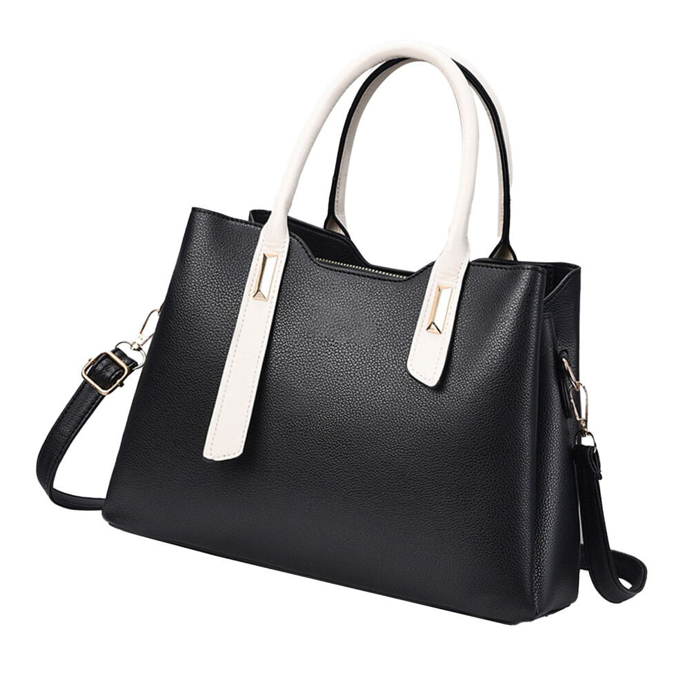 Women PU Leather Handbag, Large Capacity, Waterproof, 31x22x13cm Black-image-OPC-PJDWFZY-NEW