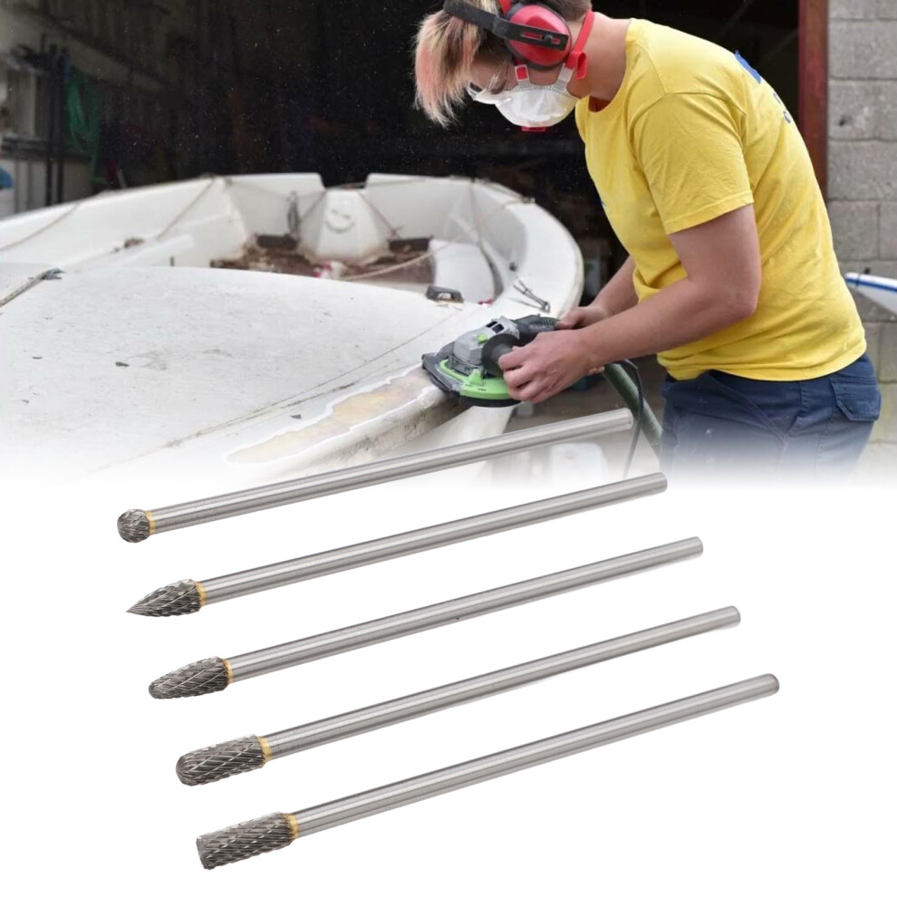 5Pcs Rotary Carbide Burr Set 150Mm Double Grain Alloy Polishing Tools 4651335927195