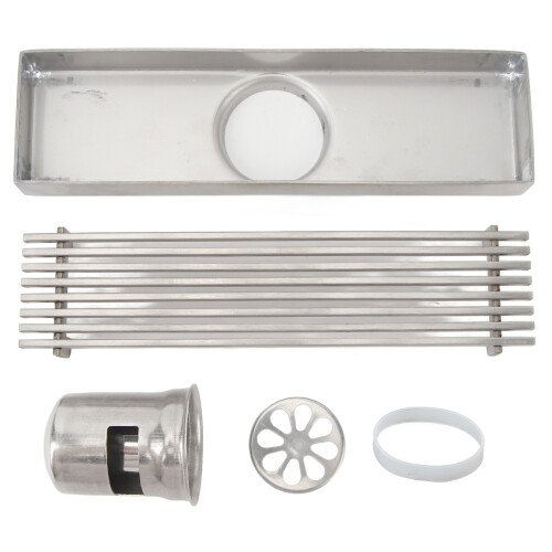 Grille de drainage linéaire pour douche - inox 20x5,5 cm 2