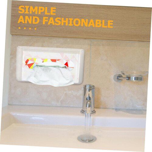 Wall-Mounted Tissue Box - Clear Self-Adhesive Rectangular Tissue Holder For Facial Tissues, Bathroom Organizer 1