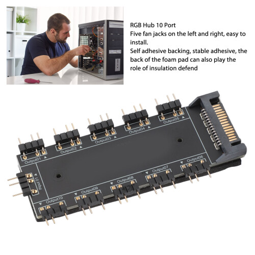 5V 3-PIN ARGB-Hub 10-Port SATA-Stromsplitter 2
