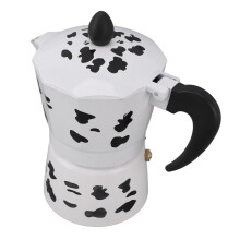 Cafetière moka couleur Milk Cow, 3 tasses, 150 ml, aluminium