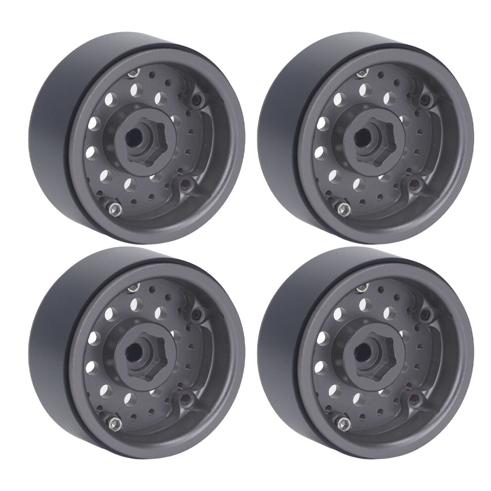 4pcs 1/10 RC Beadlock Wheel Rims 1.9 Inch Aluminum Grey