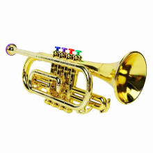 Kinderspielzeug Trompeten aus Kunststoff mit Becken, Musikinstrument für Anfänger mit Lärm, Windinstrument