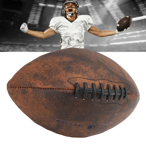 Size 9 PU Rugby Ball with Comfortable Grip, Durable Vintage Design