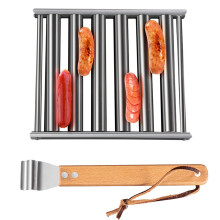 Hot Dog Grill Roller Stainless Steel Hot Dog Maker Grill Accessories, Portable Barbecue Camping Appliances