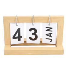 Calendario da tavolo in legno, colore legno, con flip, 19.5x9x12 cm