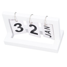 Calendario da tavolo in legno LargeDisp 19.5x9x12 cm Bianco