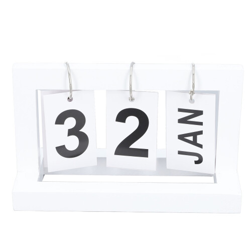 Calendrier de bureau en bois blanc à volets 19,5x9x12 cm 2