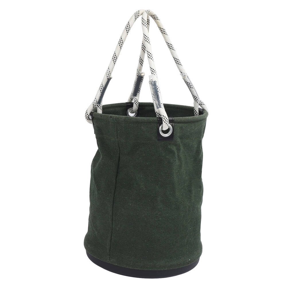 Heavy Duty Green Canvas Bucket 40X30cm With 30Kg Load Capacity And Plastic Base 4261335956813