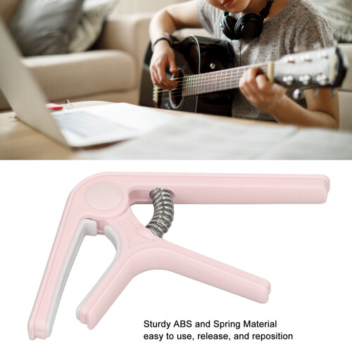 Capodastre de guitare à ressort en ABS rose facile à utiliser 2