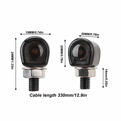 Mini clignotant LED DC12V ambre, boîtier noir 1
