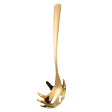 Stainless Steel Pasta Spoon Spaghetti Serving Spoon, Rustproof, Non-Slip Handle, Gold Finish, Cooking Utensils