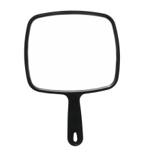 Professional Hairdresser Hand Mirror With Handle Black Lightweight Durable For Salon And Home Use Precise Styling And Cuts