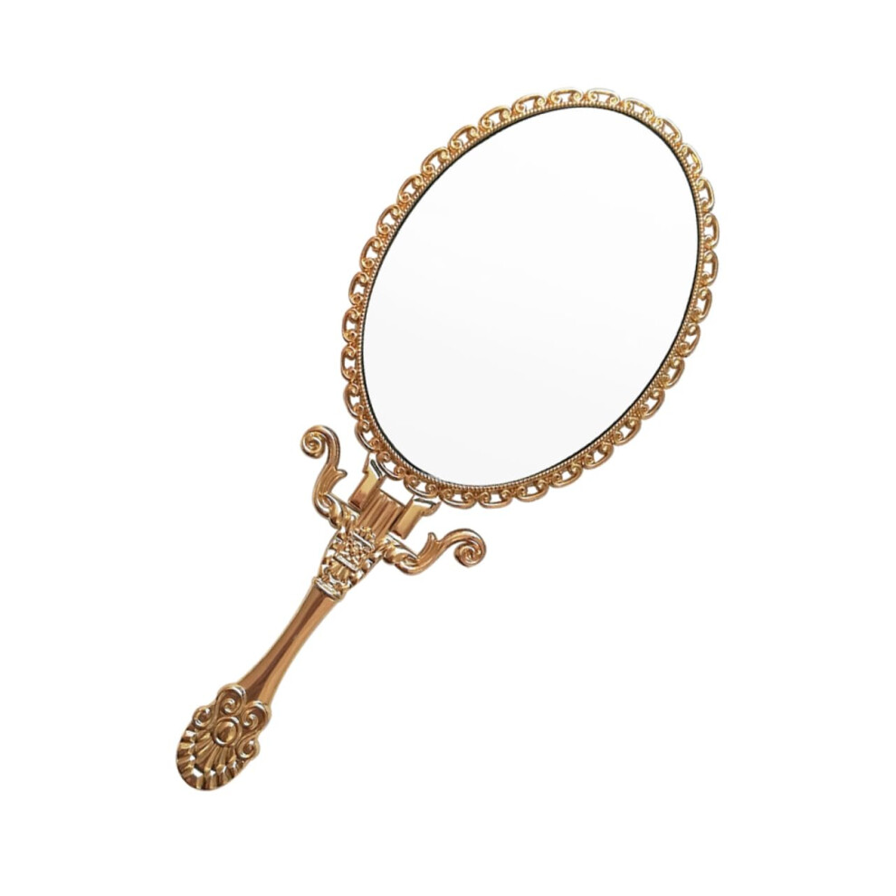 Handheld Mirror 1 Piece Retro Portable Makeup Mirror Chic Design for Travel Lightweight Durable Compact Handbag