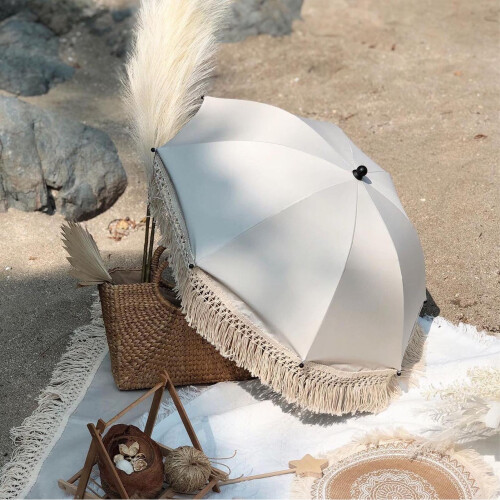Tassel Baby Parasole da Esterno Beige UV-Proof 1.2m 2