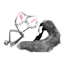 Ensemble de pinces à cheveux Oreilles de loup et de renard gris foncé 50 cm