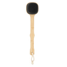 Langer Badewann-Bürstenhandgriff mit Handing Seil, Silikon-Duschrückenbürste mit weichen und harten Borsten