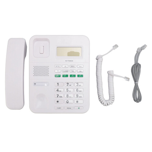 Telefono cablato ABS, volume a 4 livelli, LCD a 5 livelli, bianco. 1