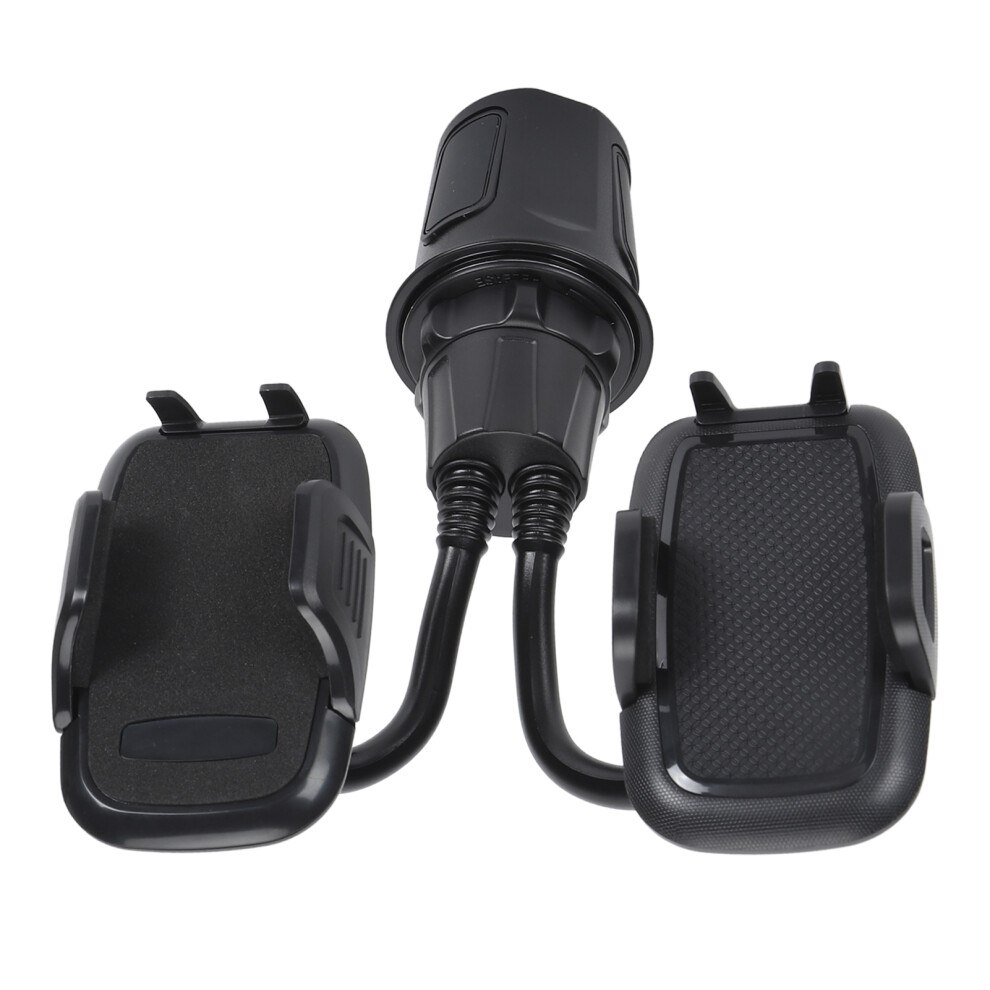 Dual 360 Rotatable Car Cup Phone Holder For 4-7" Smartphones Black 4691335992120